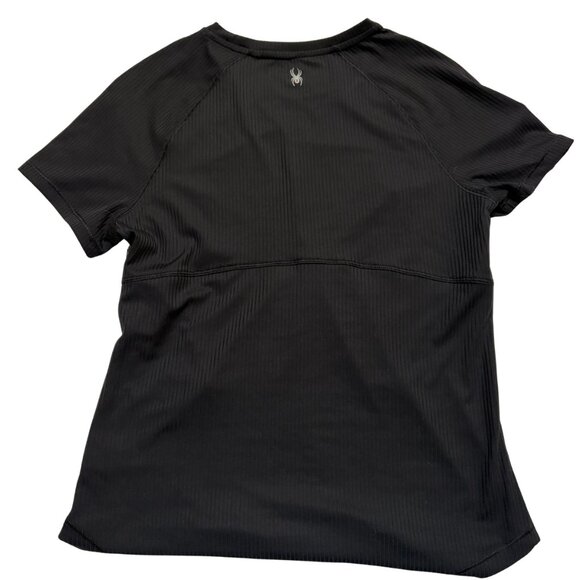 SPYDER ACTIVE Ribbed Ottoman Short Sleeve Crew Neck Top - Black - Small - NWT - Picture 3 of 10